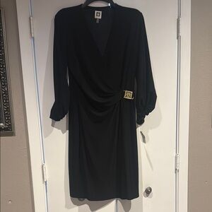 Anne Klein Black Dress with Gold Buckle - perfect for Holiday Parties!